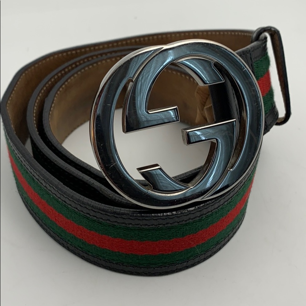 Authentic Gucci Web Belt with G Buckle size: 44